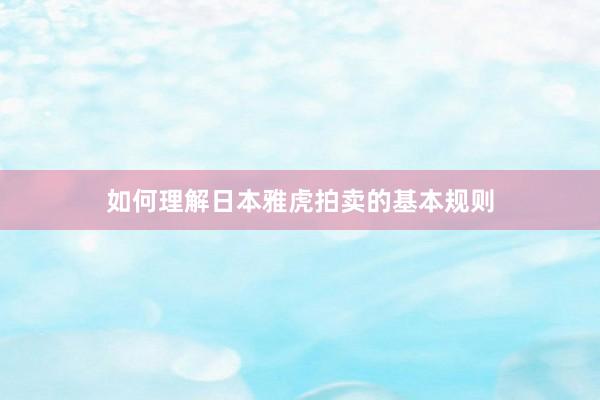 如何理解日本雅虎拍卖的基本规则
