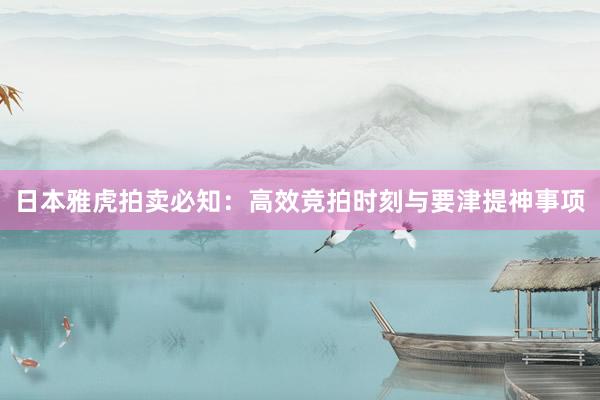 日本雅虎拍卖必知：高效竞拍时刻与要津提神事项